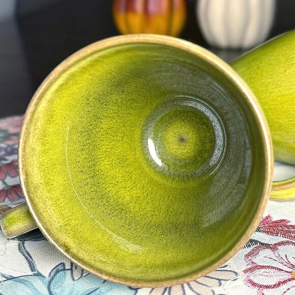 Jars France Tourron Tilleul Avocado Green Stoneware Mugs (Set of 2) - Picture 10 of 15